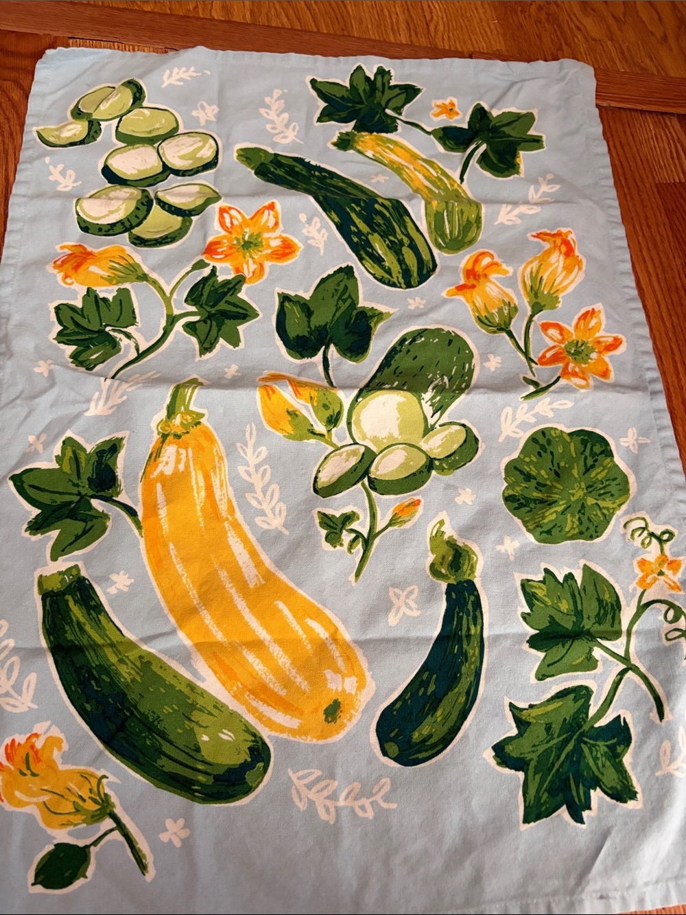 Tag Light Blue Botanical Scarf with Yellow & Green Accents